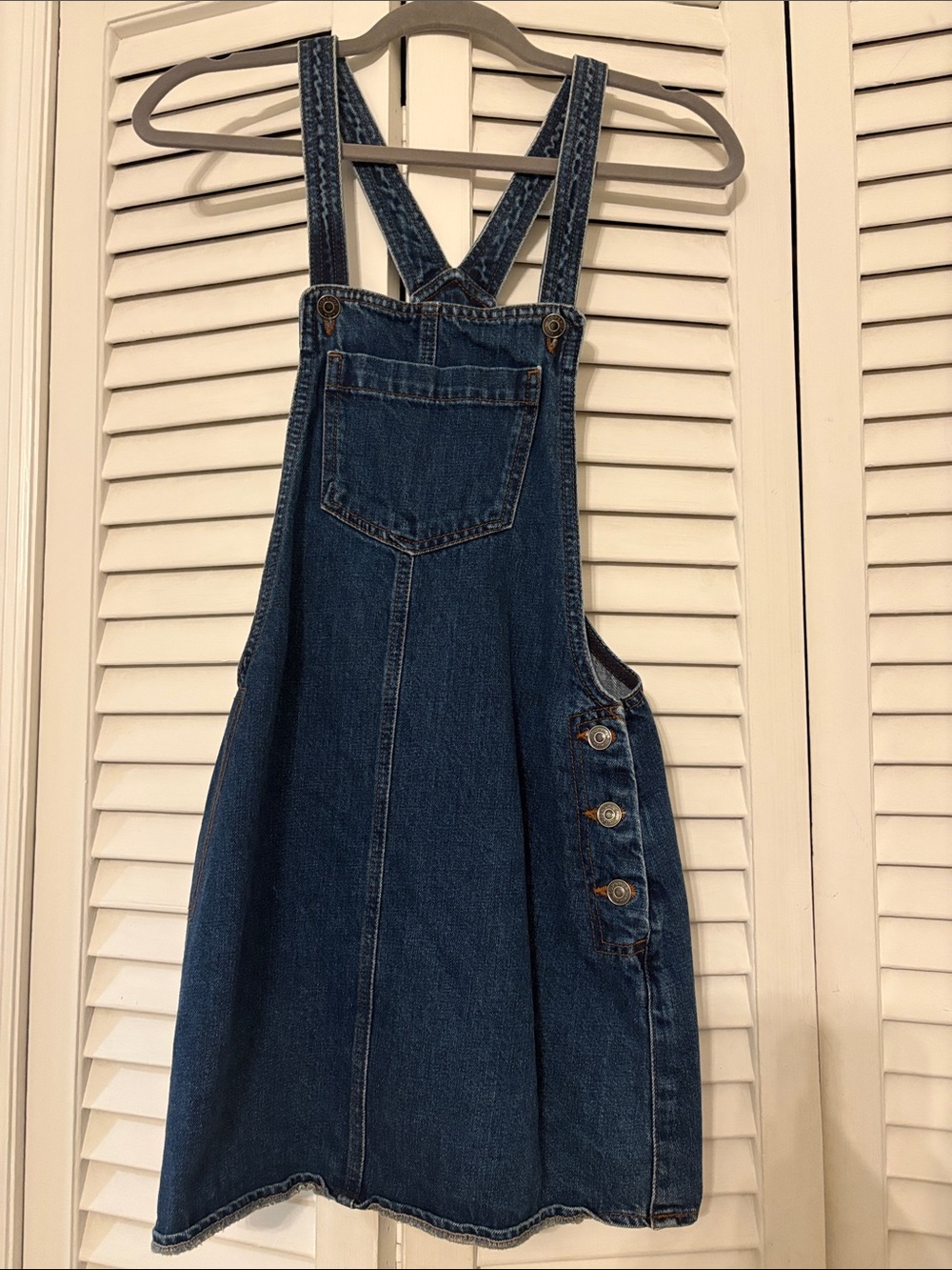 Topshop Dark Blue Denim Pinafore Dress